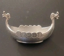 Vintage Norwegian Antique Desk Art Viking Boat Miniature Beautiful Artistic