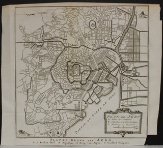 EDO TOKIO JAPAN 1752 BELLIN & VAN SCHLEY UNUSUAL ANTIQUE COPPER ENGRAVED MAP