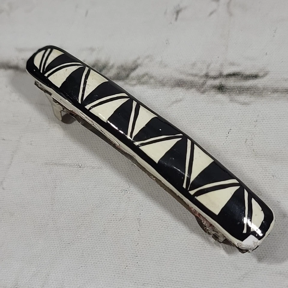 Lote de 2 pasadores pinza de pelo vintage años 90 envueltos en cordón negro pintados a mano Foto 2 de 4