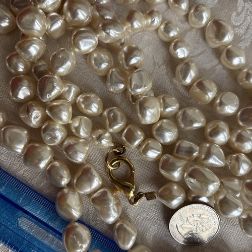 80” Ivory Pearl Nugget Necklace 7.8 Oz/350 Grams No Signature & Roman Earrings - Picture 17 of 24