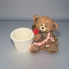 Vintage resin teddy bear planter or candy holder