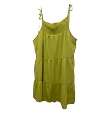 Forever 21 Green Smocked Tiered Tie Strap Loose Fit Sundress Women’s Size Large