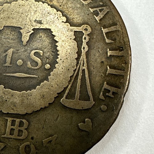 Frankreich, Sol à la balance Françoise, 1793 / AN II, Dijon, Métal de Clo - Bild 5 von 10