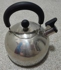Prima 2.5L whistling camping kettle, folding handle, chrome with black handles