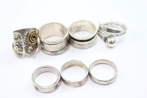 Gemischte Qualität Silber Ringe Modernist Minimalist Spinner x 7 (42g)