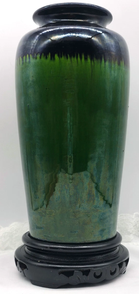 蓝色陶瓷日本古董花瓶| eBay