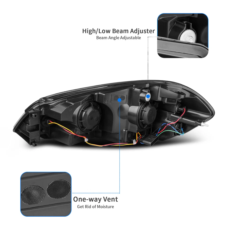 Juego de pares de faros negros para 06-07 Monte Carlo 2006-2013 Chevy Impala Foto 4 de 4