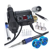WEP 882D Soldering Iron Station 2-IN-1 SMD Hot Air Rework Station with 2 Spoo...