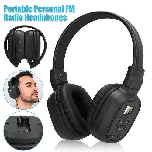Portable FM Radio Wireless Headphones Headset Stereo Foldable Receivers Over-Ear - Picture 1 of 7