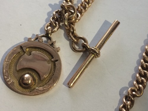 ANTIQUE 9CT ROSE GOLD ALBERT POCKET WATCH CHAIN & FOB, (BIRM 1925) 50.49.GRAMS - Picture 8 of 9