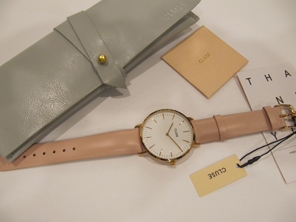 Authentic Cluse La Boheme CL18014 Women Watch Rose Gold White Pink Leather Strap eBay