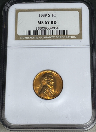 1939 S Lincoln Wheat Cent NGC MS67 RED super nice - Picture 2 of 5