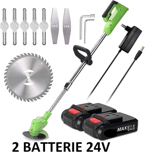 DECESPUGLIATORE CON BATTERIA A LITIO 24V TAGLIA ERBA TAGLIABORDI GIARDINAGGIO - Foto 1 di 10