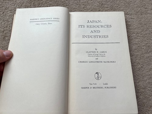 1944 Japan Its Resources and Industries by Clayton Carus and Charles McNichols - Picture 3 of 8