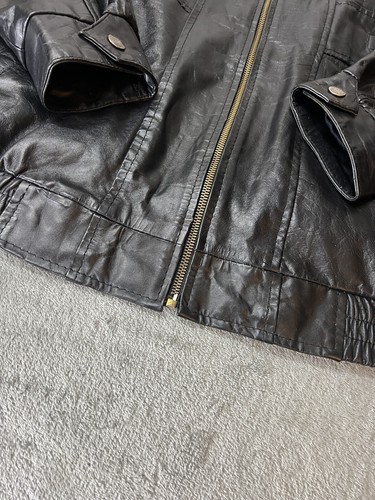 Vtg Cooper Sportswear Genuine Black Leather Jacket Men's MT Medium Tall Bomber - Picture 3 of 12