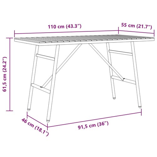 Dining Table - Black, 110x55x62 cm, Made from Solid Acacia Wood - Picture 7 of 24