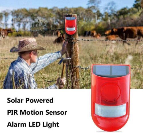 TOP Solar Alarm Lamp 110db Warning Sound 129dB Loud Siren Strobe Light 4 Modes - Picture 6 of 14