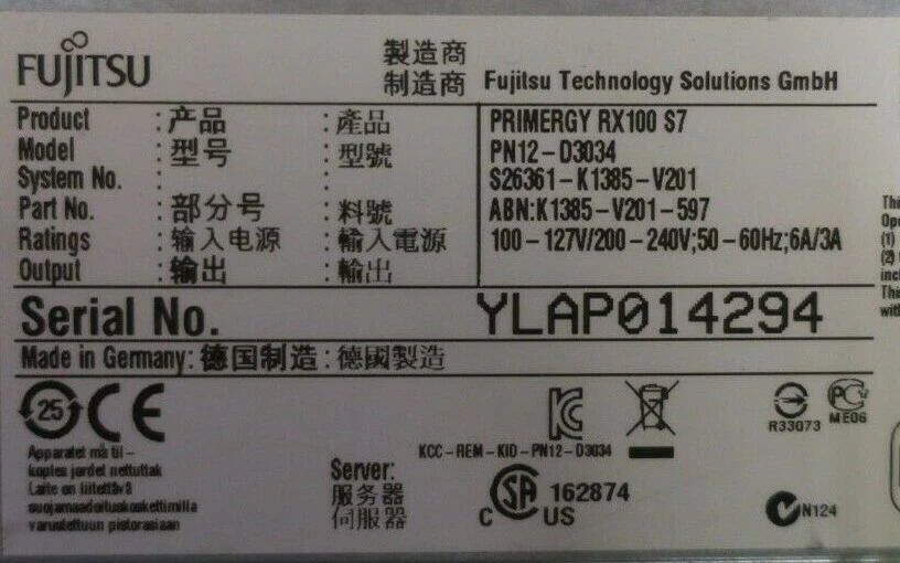 Fujitsu Primergy RX100 S7 Quad-Core E3-1270 8GB Ram 2x 3.5" Bay 1U Rack Server - Image 3 of 4