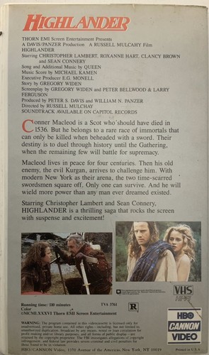Highlander 1986 VHS Clamshell Christopher Lambert Sean Connery VHSshopCom - Picture 2 of 12