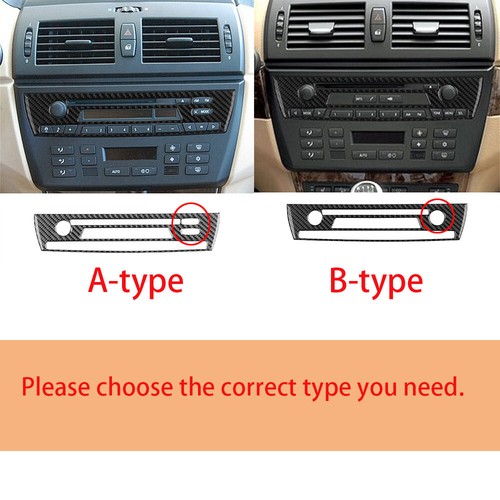 3×Carbon Fiber Center Air Vent & CD Switch Panel Trim Fit For BMW X3 E83 2004-10 - Foto 2 di 17