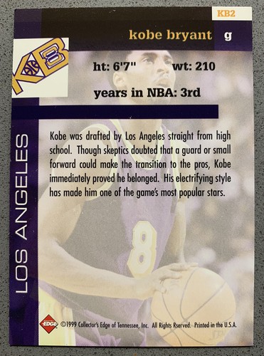 1999 Kobe Bryant Edge Collectible KB2 - Picture 2 of 2