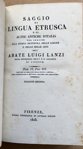 3 volumes 1824 LANZI : Saggio di lingua etrusca e di altre antiche d'Italia... - Picture 7 of 8