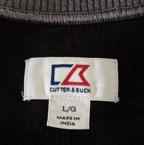 Cutter & Buck 1/4 Zip Pullover Sweater Men's Size L Black W/Grey Piping - Picture 5 of 9