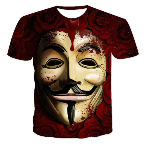 Cosplay V wie Vendetta Herren Shirts Erwachsene Kinder Sport Fitness Oberteil Punk T-Shirts - Bild 13 von 22