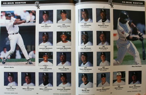 1998 Chicago White Sox vs San Diego Padres Spring Training Program w/Roster - 第 6/6 張圖片