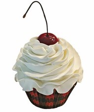 DEZICAKES Fake Cupcake Red Black  Buffalo Print Vanilla Cupcake