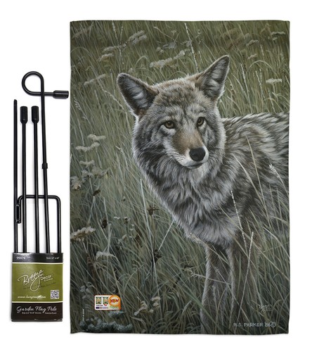 Coyote Wildlife Wolf Band Prairie Brush Barking Garden House Yard Flag - Picture 7 of 13