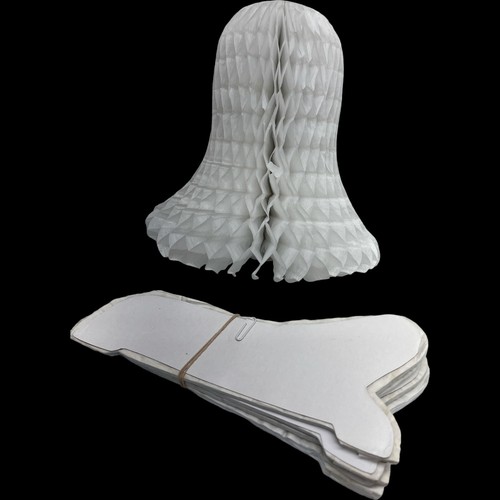 Vintage Lot Of 23 White Honey Comb Tissue Paper Bells Doves Wedding Decoration - Picture 4 of 5