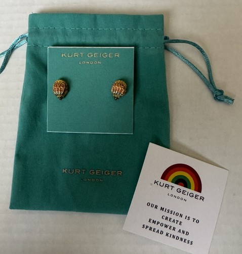 Designer Kurt Geiger London Gold Tone Eagle Head Stud Earring MultiColor Crystal