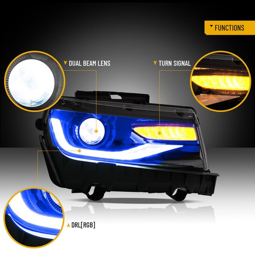 RGB LED DRL VLAND Headlights For Chevrolet Camaro 5th Gen 2014-2015 Assembly - Picture 2 of 15