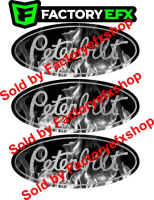 FACTORY EFX 3 Peterbilt Gray Flame Hood & Grille Decal Emblems Flames 359 379 378 353 377