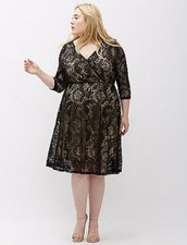 New Lane Bryant Black Lace Dress Fit & Flare Surplice Lined 3X 22 NWT $89
