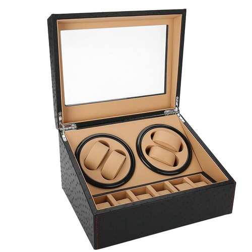 Automatic Watch Winder 4+6 Luxury Leather Watch Display Box Rotation SilentMotor - Picture 7 of 12