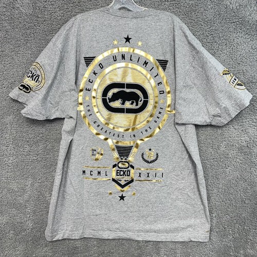 VTG Ecko Unltd. T Shirt Men's 2XL XXL Y2K Gray Gold Graphic Velvet Logo Tee - Picture 3 of 10