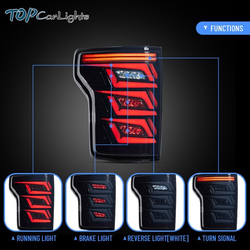 VLAND Smoked LED Tail Lights With Sequential Turn For 2015-2020 Ford F150 Pickup - Picture 3 of 16