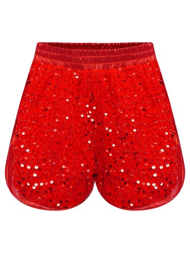 Kids Girls Costume Sides Slit Dancewear Jazz Shorts Teens Sequins Hip Hop Booty - Picture 11 of 90