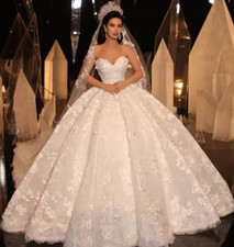 Princess Ball Gown Sweetheart Wedding Dresses Lace Beaded Crystals Bridal Gowns