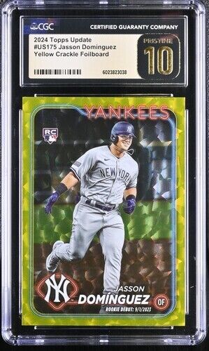 2024 Topps Update Jasson Dominguez cgc pristine 10 Yellow Crackle Foilboard /50 - Bild 1 von 2