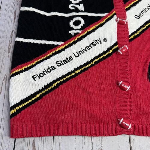 NUEVO Chaleco Suéter Tejido Vintage Años 90 Florida State Seminoles Adulto Grande Nuevo de Lote Antiguo Nuevo con Etiquetas - Imagen 4 de 14