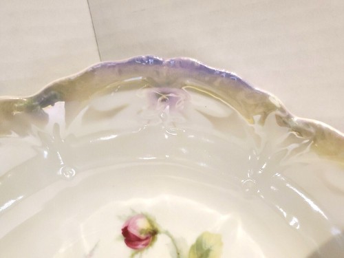 Made In Germany Serving Bowl 9" Roses Purple Iridescent - Picture 3 of 9