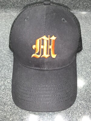 BOOHOOMAN Trucker Hat Snapback Adjustable Mesh Back Cap Orange M Logo