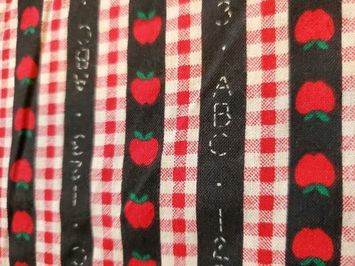 Vntg Sewing Fabric Traditions Childs Novelty ABC Apple Gingham Stripe 21.5x45" - Picture 4 of 6
