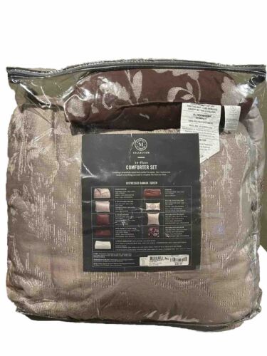 Martha Stewart 13 Piece Comforter Set Distressed Damask Queen, Missing A Pillow - Picture 3 of 6