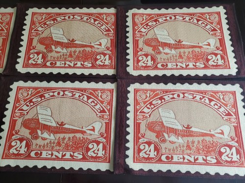 Lot de 6 napperons timbre poste scott C6 1923 24 centimes biplan vintage transp - Photo 3 sur 4