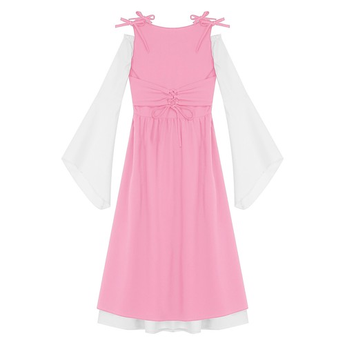 Kids Girls Medieval Costume Renaissance Princess Robe Ruffle Long Maxi Dresses - Picture 76 of 115