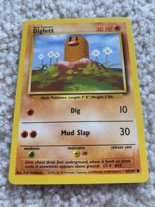 Pokemon Card Base Set Shadowless Diglett 47/102 NM Vintage WoTC 1999